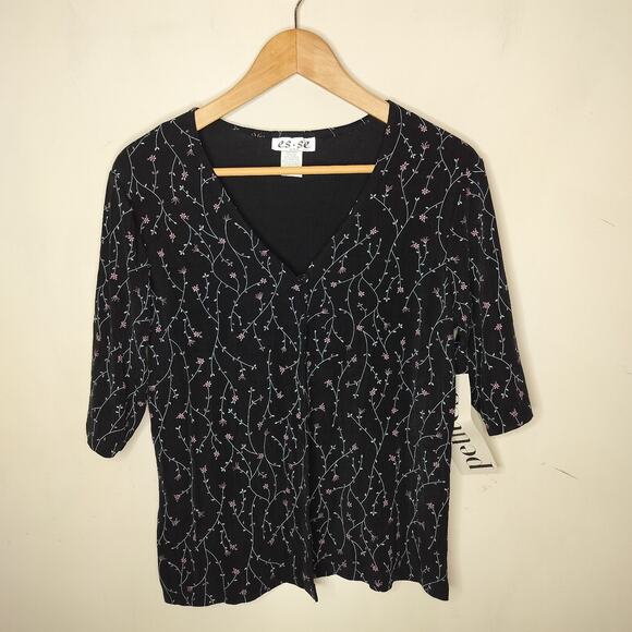 Es Se Vintage Cardigan Made in USA Floral Dainty Stretch - Picture 1 of 8